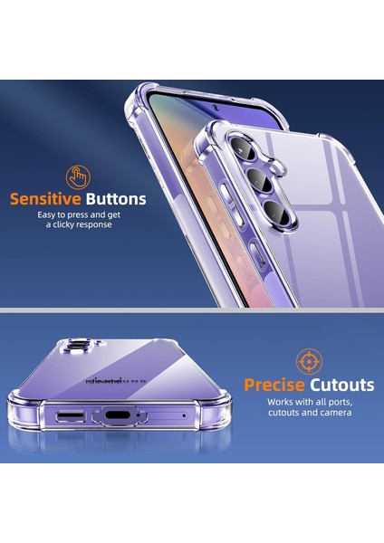 Samsung Galaxy M34 Kılıf Köşe Korumalı Darbeye Dayanıklı Antişok Şeffaf Silikon Kapak + 9h Ekran Koruyucu Cam 2in1 Set