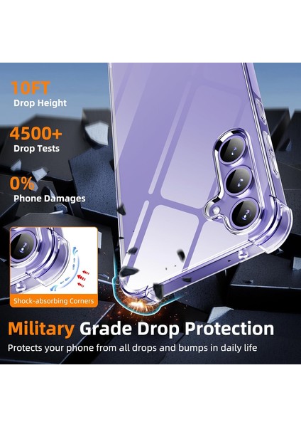 Samsung Galaxy M34 Kılıf Köşe Korumalı Darbeye Dayanıklı Antişok Şeffaf Silikon Kapak + 9h Ekran Koruyucu Cam 2in1 Set