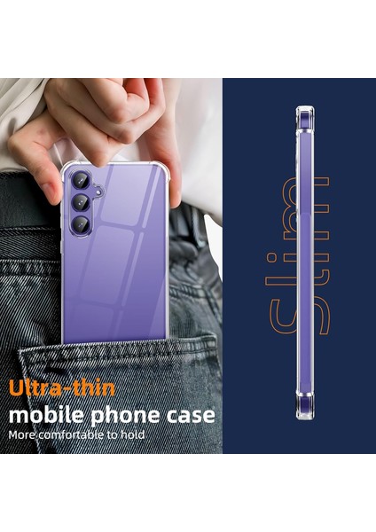 Samsung Galaxy M34 Kılıf Köşe Korumalı Darbeye Dayanıklı Antişok Şeffaf Silikon Kapak + 9h Ekran Koruyucu Cam 2in1 Set