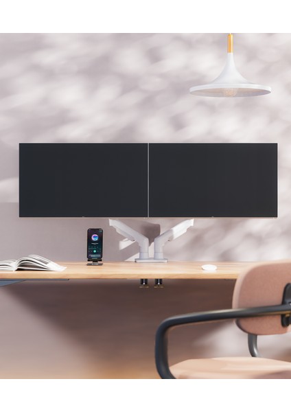 North Bayou Nb F160 17-27" Çift Kol 2-9 kg Amortisörlü Monitör Standı Beyaz fırsatları
