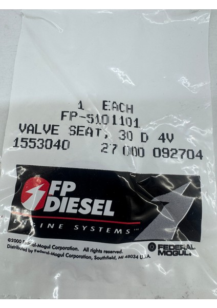 Fp Dıesel FP-5101101 Valve Seat 30 D