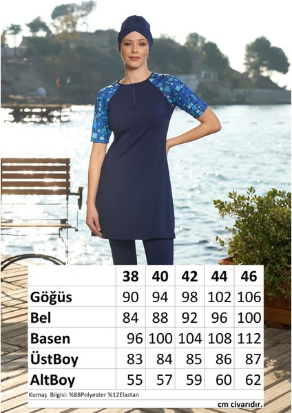 Kısa Kollu Yarı Kapalı Mayo 24826 Lacivert indirimleri