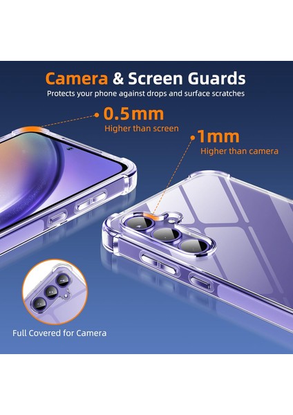 Samsung Galaxy M34 Kılıf Köşe Korumalı Darbeye Dayanıklı Antişok Şeffaf Silikon Kapak