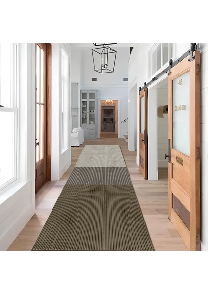 Dekoratif Salon Mutfak Koridor Halısı Modern Vizon 4015