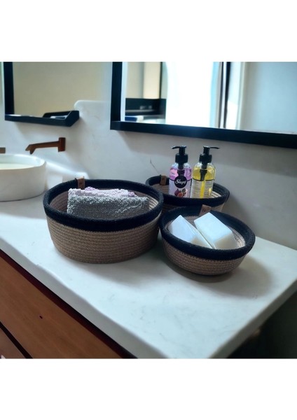 3lü Sepet Takımı, Çok Amaçlı Organizer 6 mm Kalınlığında Renkli İp Tasarım fırsatları