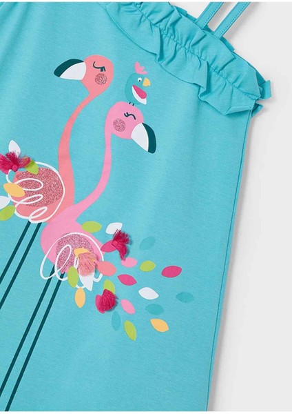 Yazlık Kız Çocuk Flamingo Baskılı Elbise - Su Yeşili fiyatları
