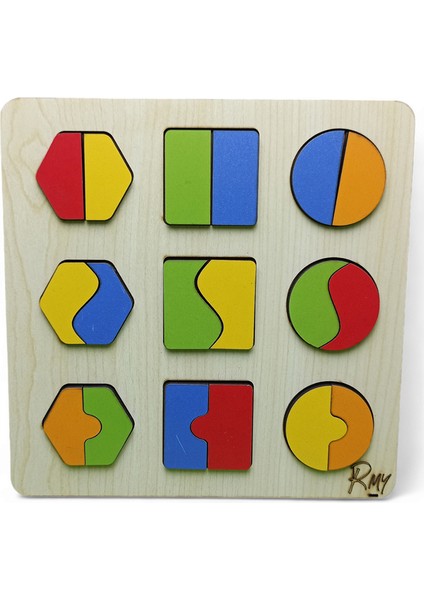 Montessori Ahşap Geometrik Şekiller Parça-Bütün Bul-Tak-Çıkar