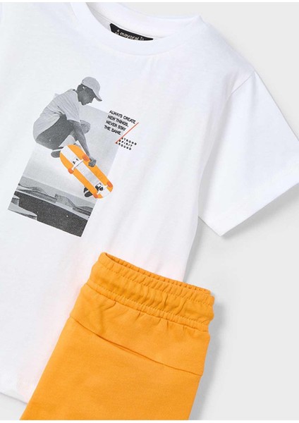 Yazlık Erkek Çocuk Şort - T-Shirt Takım - Turuncu modelleri