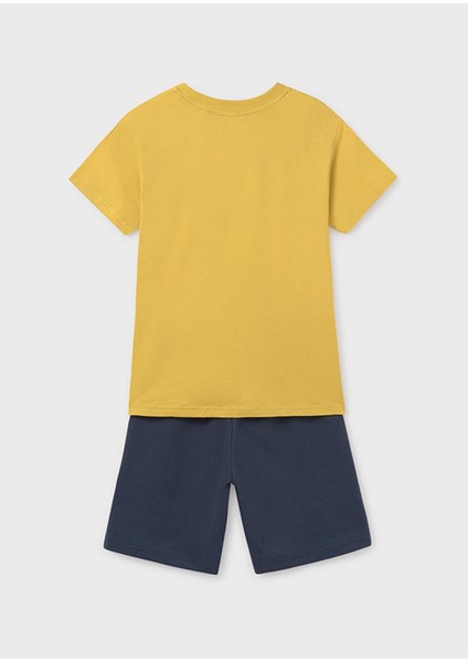 Yazlık Erkek Çocuk T-Shirt Şort 2'li Takım - Koyu Sarı