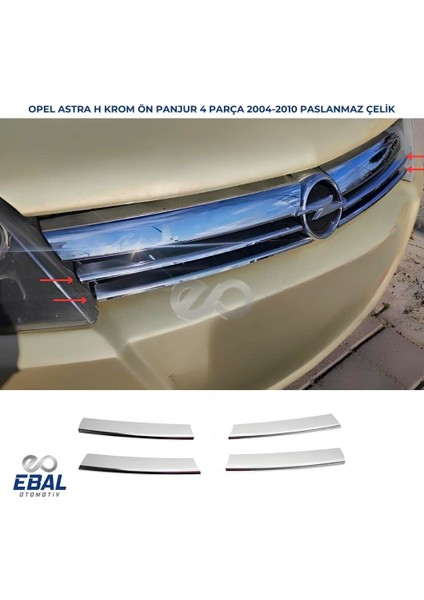 Opel Astra H Krom Ön Panjur 4 Prç. 2004-2010 Arası P. Çelik(HB) modelleri