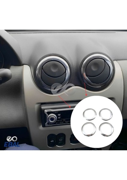 Dacia Duster Krom Havalandırma Çerçevesi 4 Prç. 2010-2018 Paslanmaz Çelik