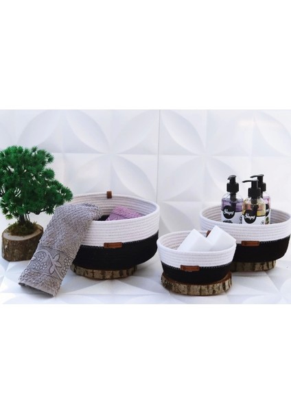 3lü Sepet Takımı, Çok Amaçlı Organizer 6 mm Kalınlığında Renkli İp