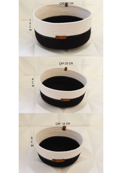 3lü Sepet Takımı, Çok Amaçlı Organizer 6 mm Kalınlığında Renkli İp modelleri