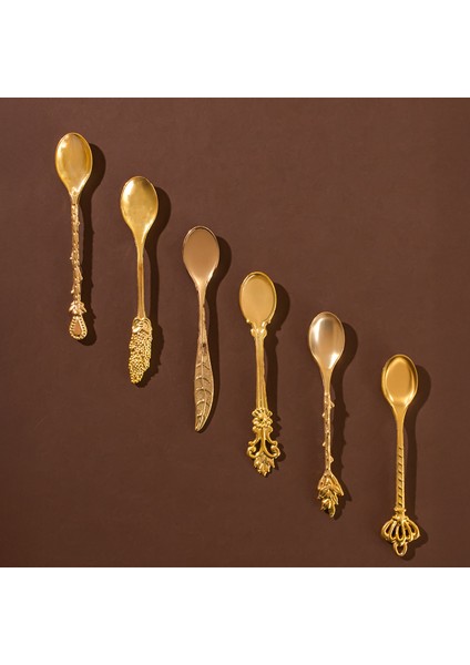 004 6'lı Gold Çay Kaşığı Seti Antika Sunum Kaşığı Çeyizlik Çay Kaşığı fiyatları
