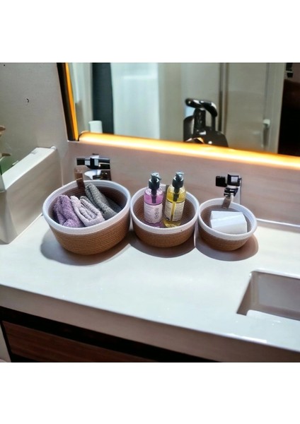 3lü Sepet Takımı, Çok Amaçlı Organizer 6 mm Kalınlığında Renkli İp fiyatları