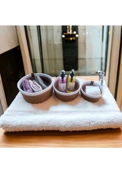 3lü Sepet Takımı, Çok Amaçlı Organizer 6 mm Kalınlığında Renkli İp modelleri