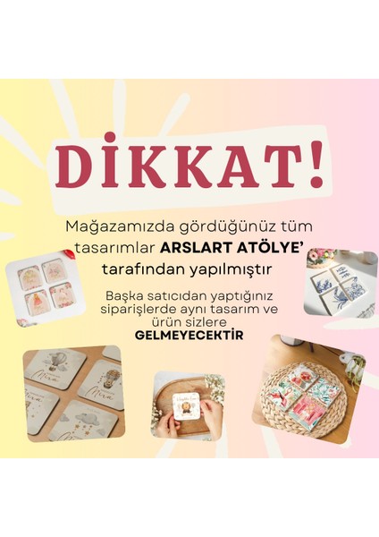 Renkli Modern Tasarımlı Ahşap Bardak Altlıkları - 4’lü Set, Şık ve Eğlenceli modelleri