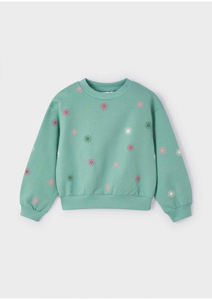 Yazlık - Mevsimlik Kız Çocuk Sweatshirt - Yeşil