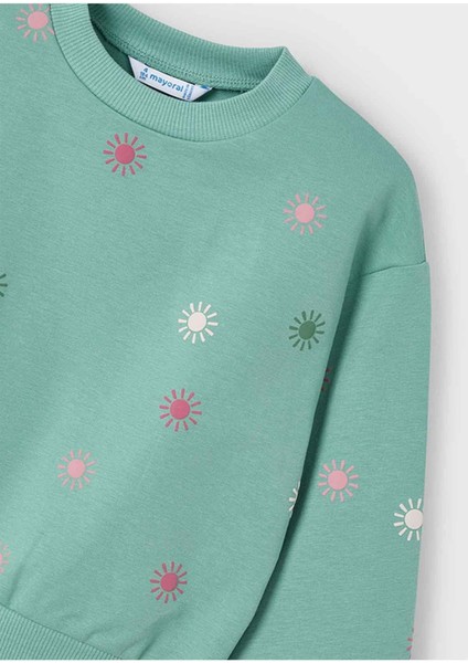 Yazlık - Mevsimlik Kız Çocuk Sweatshirt - Yeşil