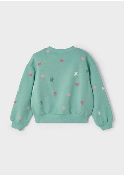 Yazlık - Mevsimlik Kız Çocuk Sweatshirt - Yeşil
