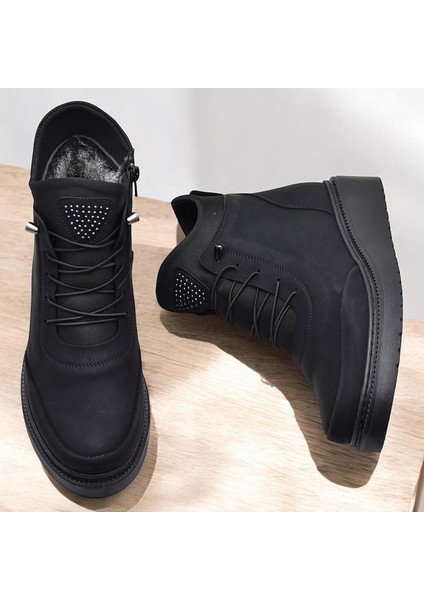 211 Zümrüt Ortopedik Taban Lastik Bağcıklı Fermuarlı Içi Kürklü Siyah Kadın Bot Ayakkabı fırsatları