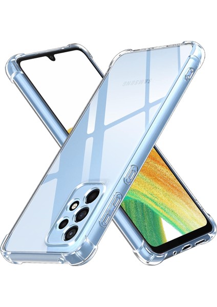 Samsung Galaxy A53 Kılıf Köşe Korumalı Darbeye Dayanıklı Antişok Şeffaf Silikon Pc Kapak