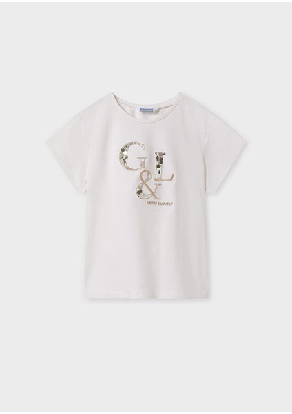 Yazlık Kız Çocuk T-Shirt - Krem