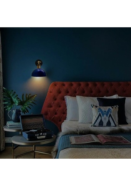 Vintage,retro1,rustik1 Mavi 1 x E27 Eskitme1 Duylu Masallı Tekli Duvar Aplik Şapka ÇAP:23 cm fiyatları