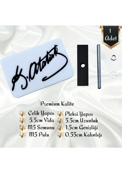 Kemal Atatürk İmzası Vidalı Universal Pleksi Panjur Arması Oto Arma Araba Arma Oto Logo Araba Logo indirimleri