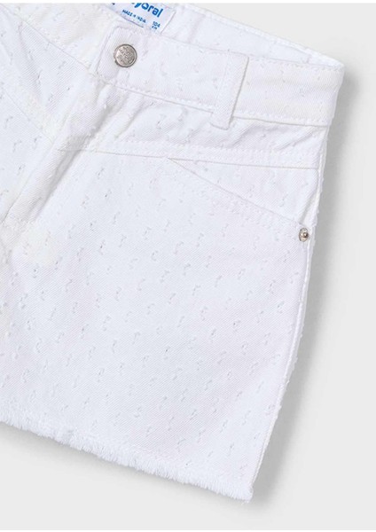 Yazlık Kız Çocuk Gabardin Şort - Beyaz fiyatları