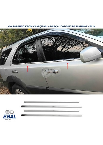 Kia Sorento Krom Cam Çıtası 4 Prç 2002-2010 P.Çelik