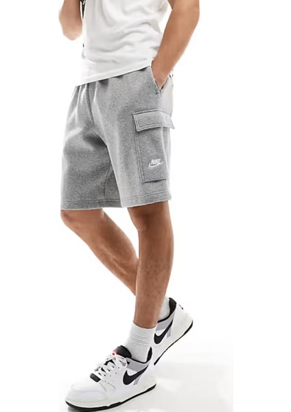 Sportswear Clup Cargo Short Erkek Gri Şardonlu Spor Şort