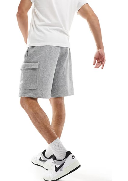 Sportswear Clup Cargo Short Erkek Gri Şardonlu Spor Şort modelleri
