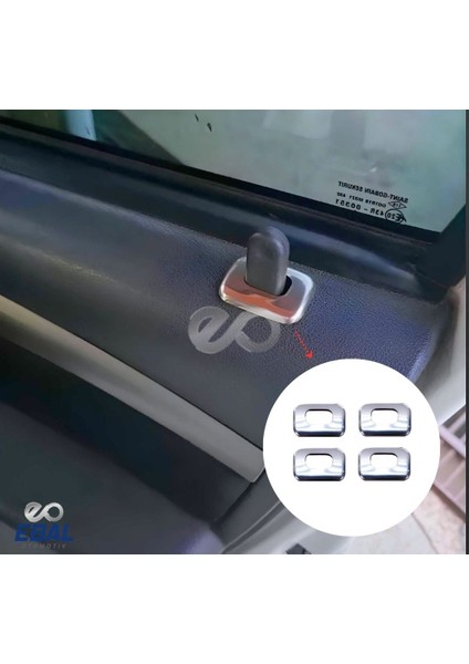 Dacia Sandero Krom Iç Kilit Buton Çerçeve 4 Parça 2006-2012 Paslanmaz çelik