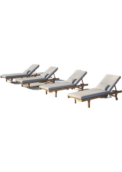 Süngersiz 4 Adet Öksüz Adası Şezlong Minderi Kılıfı 180/55/5 cm Fermuarlı Yıkanabilir Silinebilir