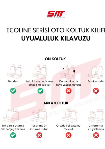 Ecoline Serisi Universal Oto Koltuk Kılıfı