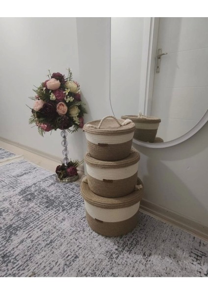 Hasır Sepetler 3 Lü Kapaklı Düzenleyici modelleri