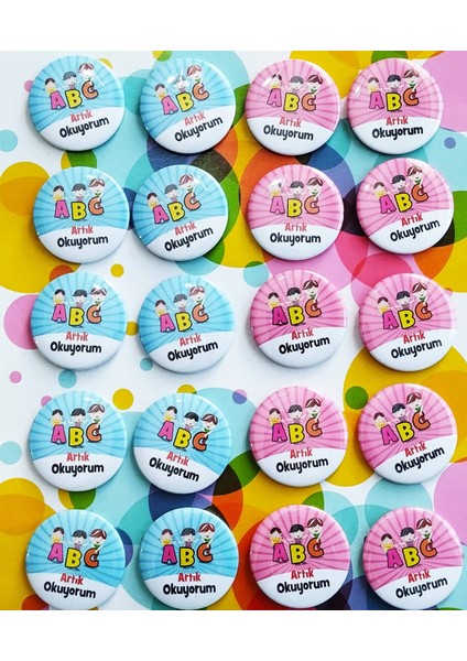 20 Adet Artık Okuyorum Öğrenci Yaka Rozeti