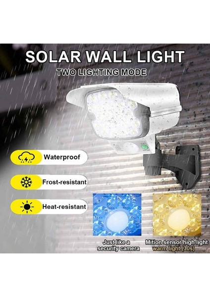Kamera Görünümlü Su Geçirmez Gece Aydınlatması Hareket Sensörlü Solar 66 LED Aydınlatma