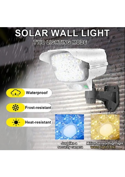 Kamera Görünümlü Su Geçirmez Gece Aydınlatması Hareket Sensörlü Solar 66 LED Aydınlatma