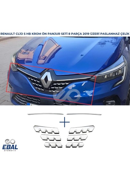 Renault Clio 5 Ön Panjur 8 Parça Krom Seti 2019 Model ve Sonrası