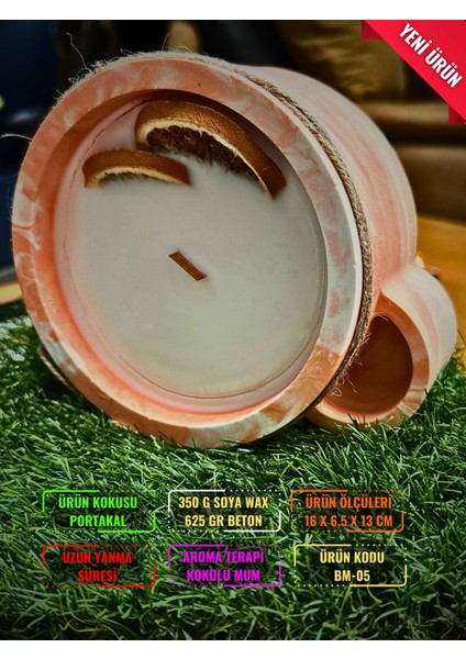 Workshop Elite Aroma Terapi Kibrit Bölmeli Portakal Kokulu 350 gr Soya Wax Mum