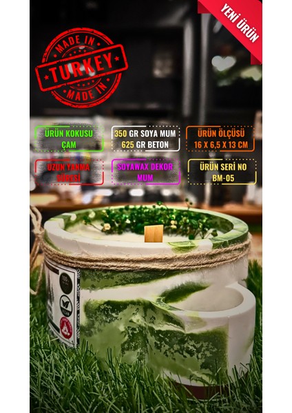 Workshop Elite Aroma Terapi Kibrit Bölmeli Çam Kokulu 350 gr Soya Wax Mum