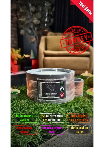 Workshop Elite Aroma Terapi Kibrit Bölmeli Kokulu 350 gr Soya Wax Mum fiyatları
