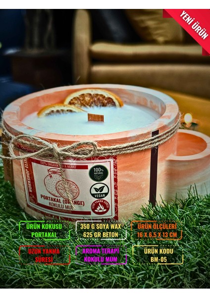 Workshop Elite Aroma Terapi Kibrit Bölmeli Portakal Kokulu 350 gr Soya Wax Mum