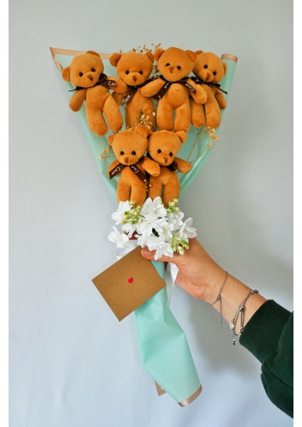 Hediye Teddy Love Buketi Peluş Ayıcık Kadınlar Günü Doğum Günü Hediye Buketi