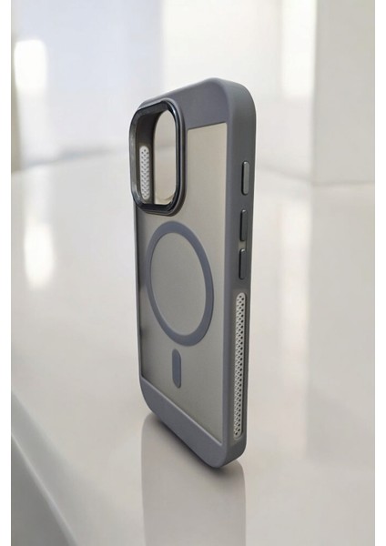 iPhone 16 Için Şeffaf ve Gri Kenarlı Magsafe Uyumlu Premium Kılıf modelleri