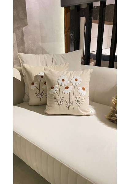 Papatya Punch Panç Nakışlı Kırlent Kılıfı 1 Adet 43 x 43 cm