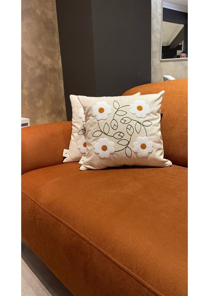 Papatya Punch Panç Nakışlı Kırlent Kılıfı 1 Adet 43 x 43 cm
