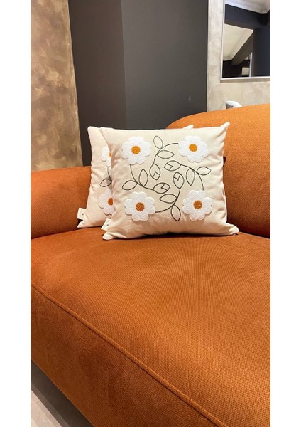 Papatya Punch Panç Nakışlı Kırlent Kılıfı 1 Adet 43 x 43 cm